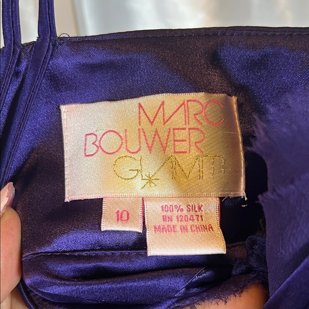 NWT 100% silk Marc Bouwer Purple Midi Dress 0158 - Picture 3 of 11